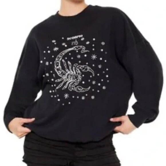 Forever 21 Black Beaded Scorpio Pullover Sweater SZ 2X - Picture 3 of 8
